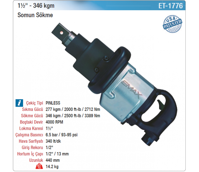 EMAX 1½'' 346kgm SOMUN SÖKME