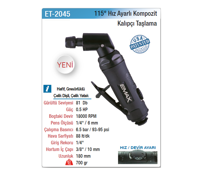 EMAX 115° HIZ AYARLI KOMPOZİT KALIPÇI TAŞLAMA