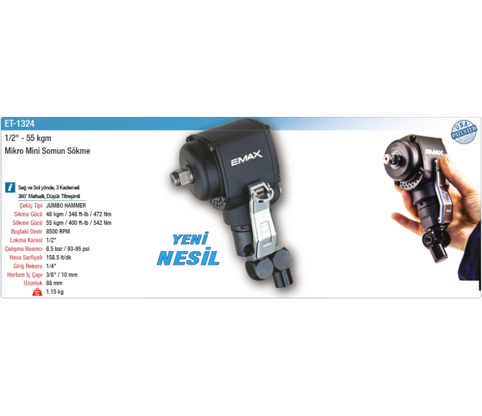 EMAX 1/2 55kgm MİKRO MİNİ SOMUN SÖKME