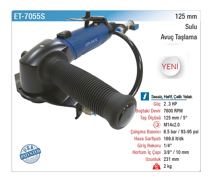 EMAX 125mm SULU AVUÇ TAŞLAMA