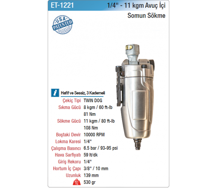 EMAX 1/4 11kgm AVUÇ İÇİ SOMUN SÖKME