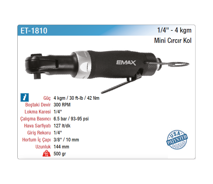 EMAX 1/4 4kgm MİNİ CIRCIR KOL