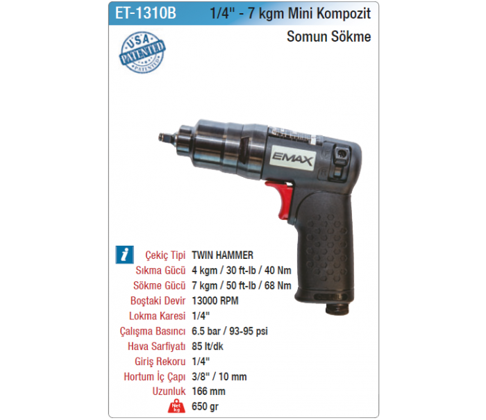 EMAX 1/4 7kgm MİNİ KOMPOZİT SOMUN SÖKME