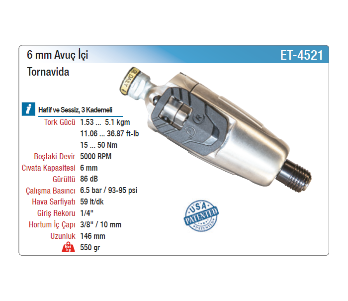 EMAX 6mm AVUÇ İÇİ TORNAVİDA