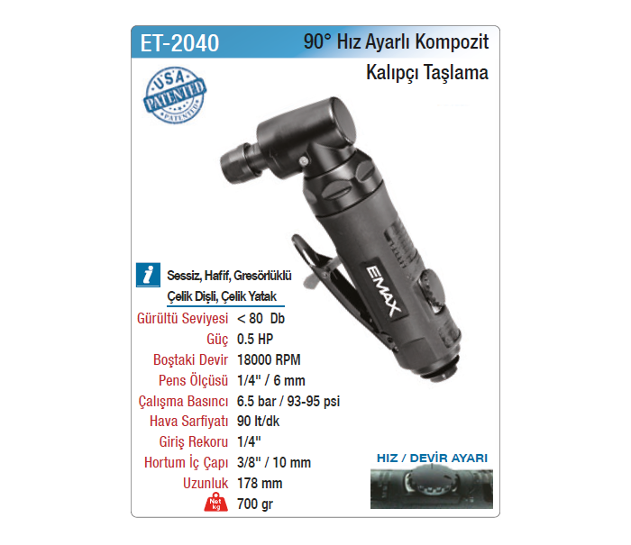 EMAX 90° HIZ AYARLI KOMPOZİT KALIPÇI TAŞLAMA