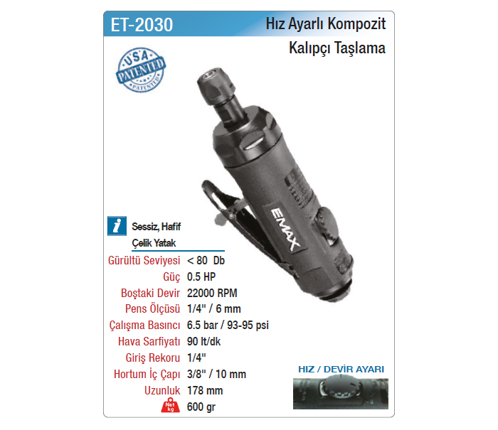 EMAX HIZ AYARLI KOMPOZİT KALIPÇI TAŞLAMA