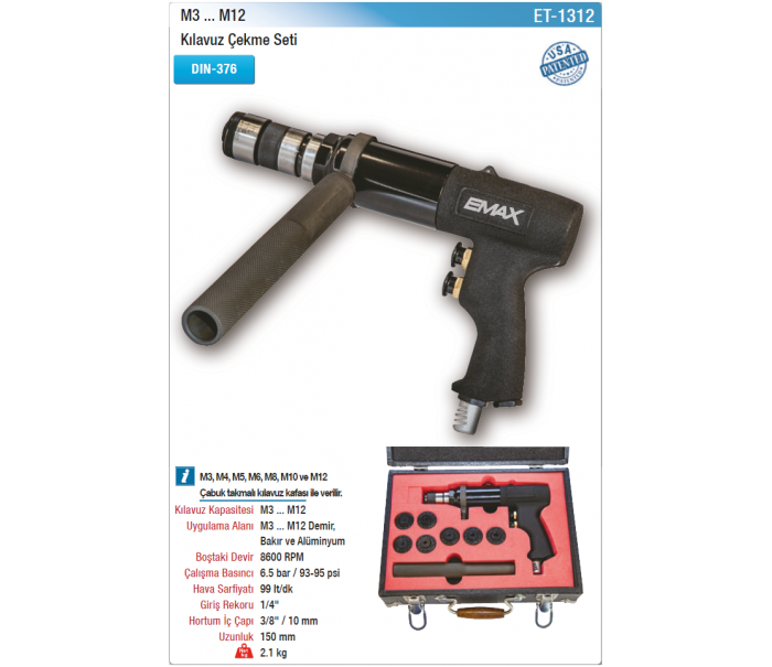EMAX M3-M12 KLAVUZ ÇEKME SETİ