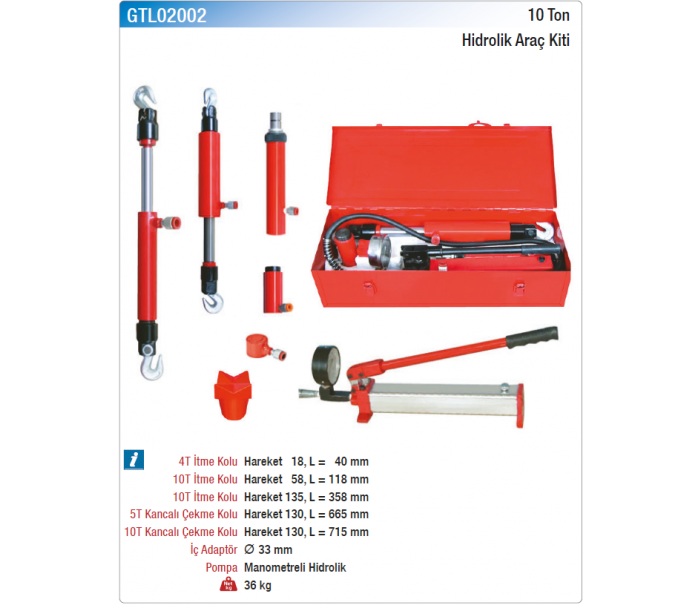 NT tools 10 TON HİDROLİK ARAÇ KİTİ