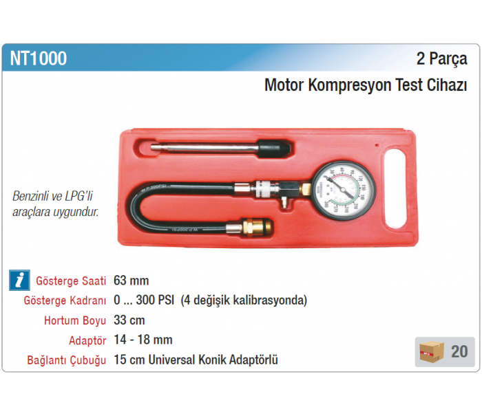 NT tools 2 PARÇA MOTOR KOMPRESYON TEST CİHAZI