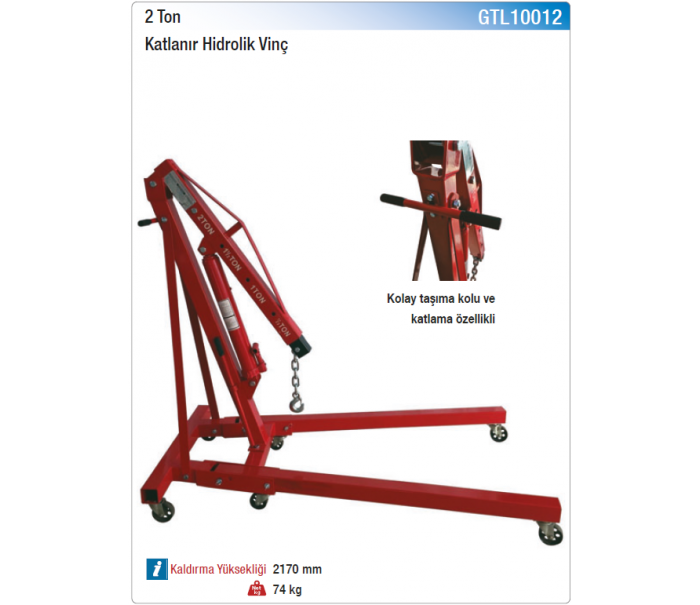 NT tools 2 TON KATLANIR HİDROLİK VİNÇ