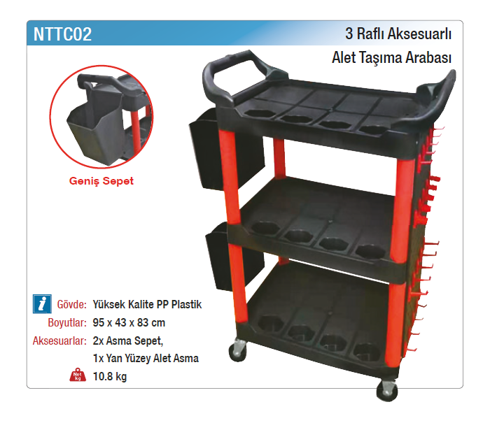NT tools 3 RAFLI AKSESUARLI ALET TAŞIMA ÇANTASI