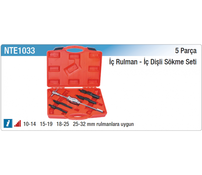 NT tools 5 PARÇA İÇ RULMAN-İÇ DİŞLİ SÖKME SETİ