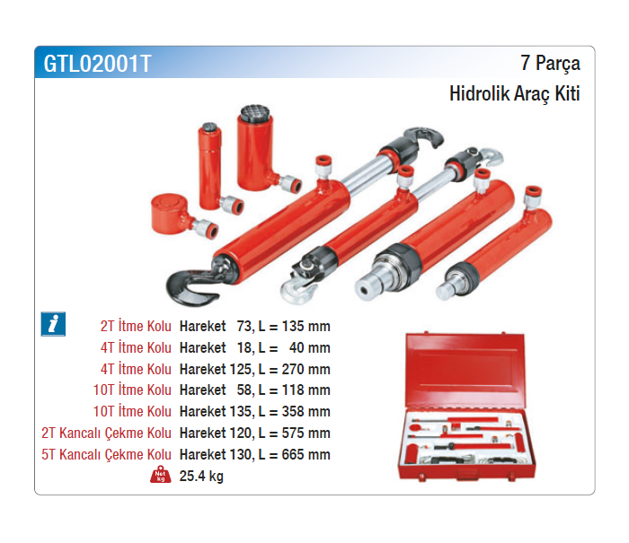 NT tools 7 PARÇA HİDROLİK ARAÇ KİTİ