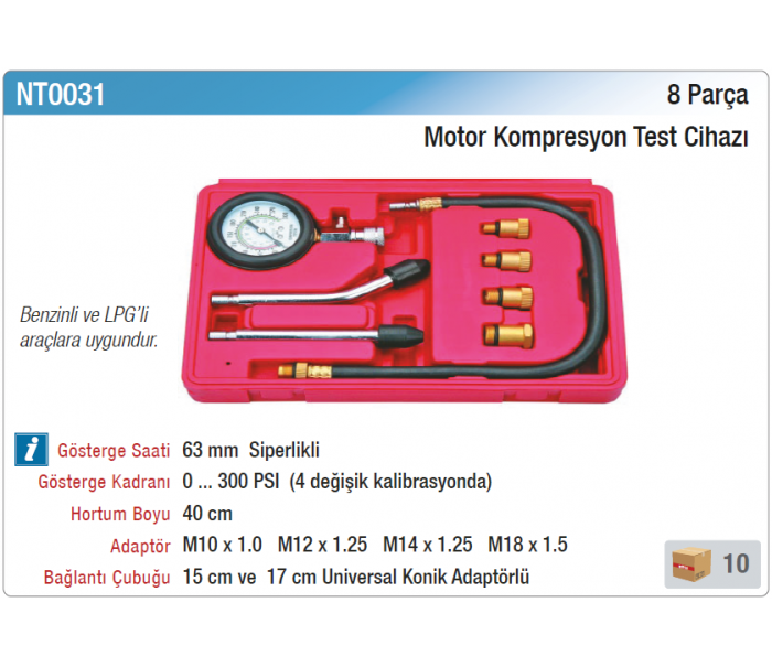 NT tools 8 PARÇA MOTOR KOMPRESYON TEST CİHAZI