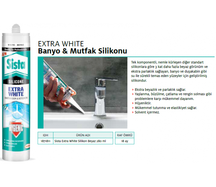 SİSTA EXTRA WHİTE SİLİKON 280ml