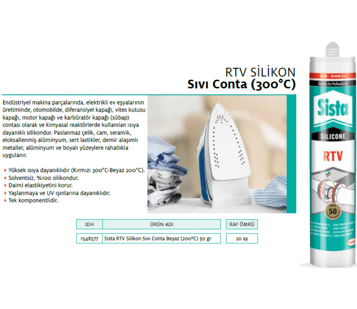 SİSTA RTV SİLİKON BEYAZ SIVI CONTA 50gr