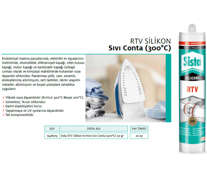SİSTA RTV SİLİKON KIRMIZI SIVI CONTA BLİSTER 50gr