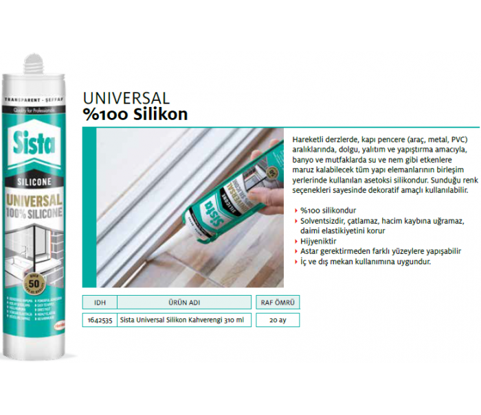SİSTA UNİVERSAL SİLİKON KAHVERENGİ 310ml