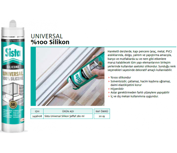 SİSTA UNİVERSAL SİLİKON ŞEFFAF 280ml