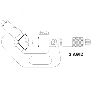 ASİMETO V Yatak Mekanik Mikrometre 1-15mm