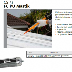 CERESİT CS51 FC PU MASTİK KARTUŞ GRİ 280 ml