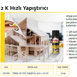 PATTEX 2K HIZLI YAPIŞTIRICI YAPIŞTIRICI 400+70ml