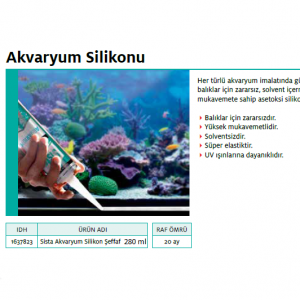 SİSTA AKVARYUM SİLİKON ŞEFFAF 280ml
