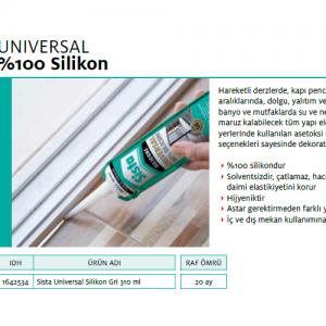 SİSTA UNİVERSAL SİLİKON GRİ 310ml