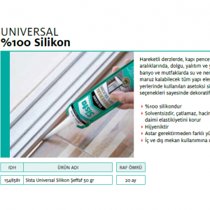 SİSTA UNİVERSAL SİLİKON ŞEFFAF 50gr